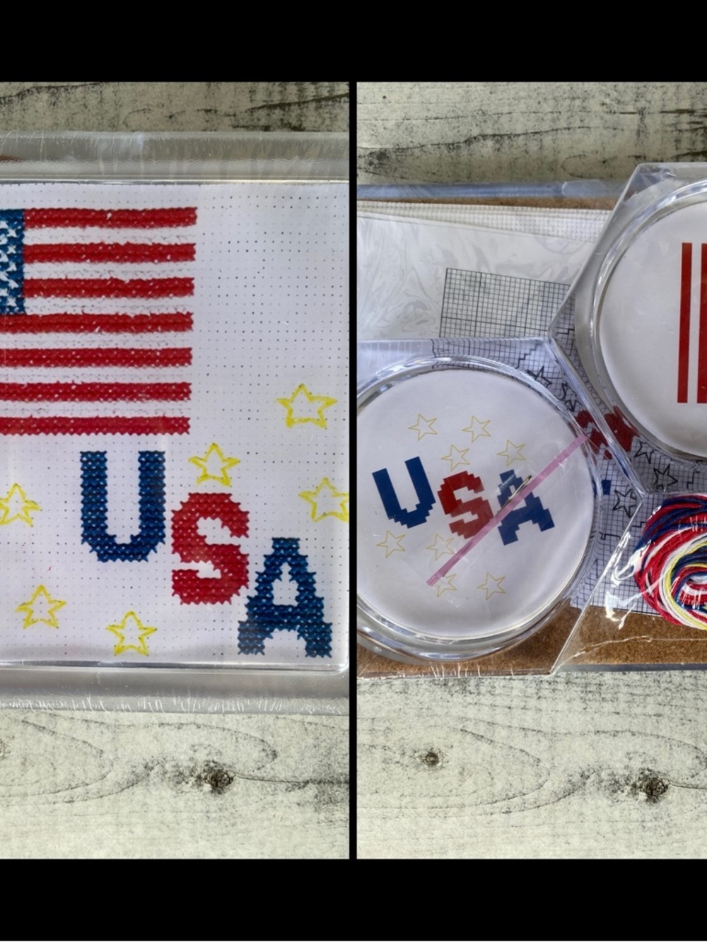 Help Heal Veterans USA Patriotic American Flag Mini Needlepoint Craft Kit New